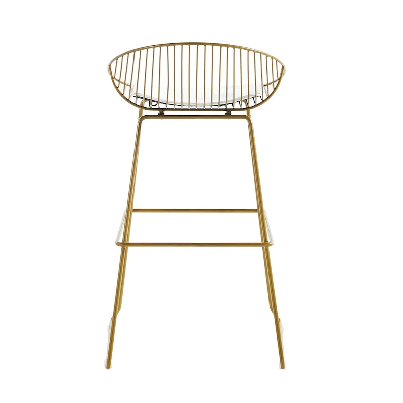 Porthos Home Aven Iron Wire Bar Stools with PU Leather Seat Pad, Set of 2