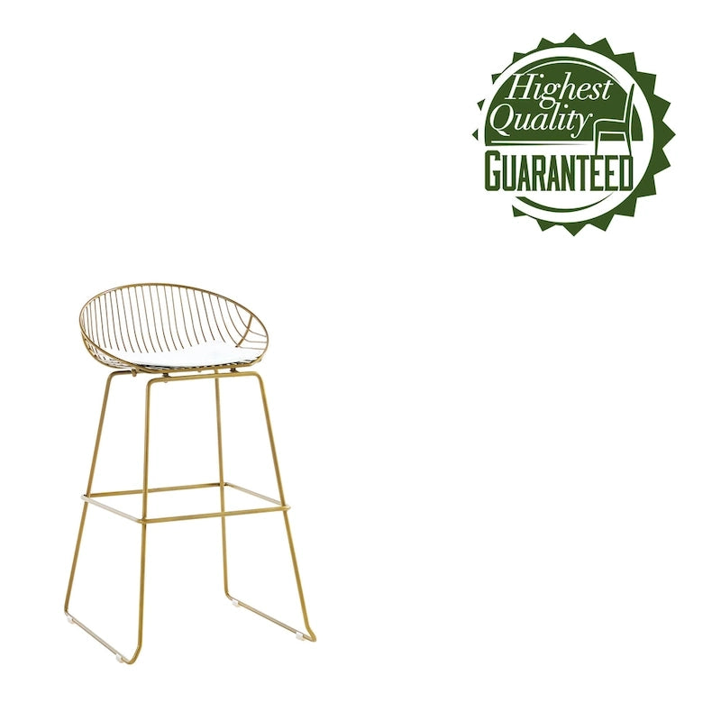 Porthos Home Aven Iron Wire Bar Stools with PU Leather Seat Pad, Set of 2