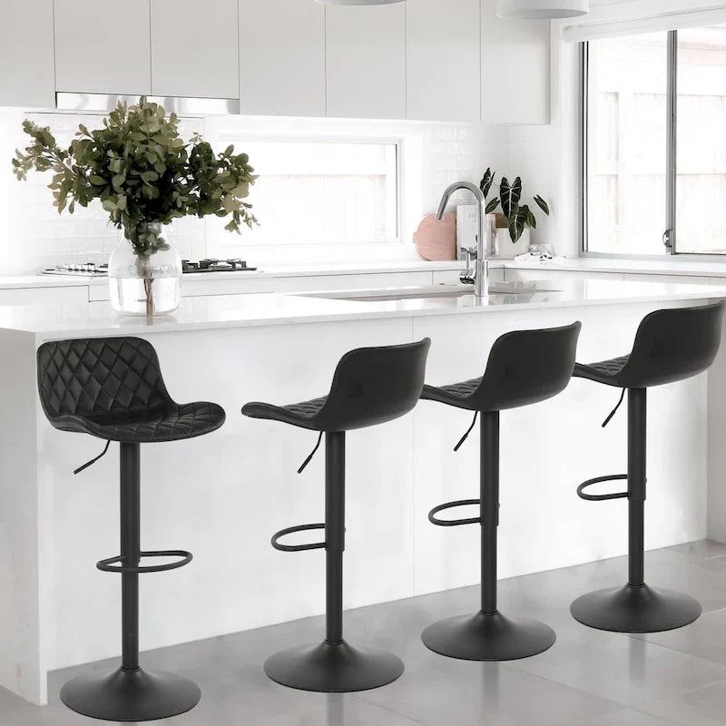 Faux Leather Adjustable Barstools Upholstered Counter Bar Pub Height Stools