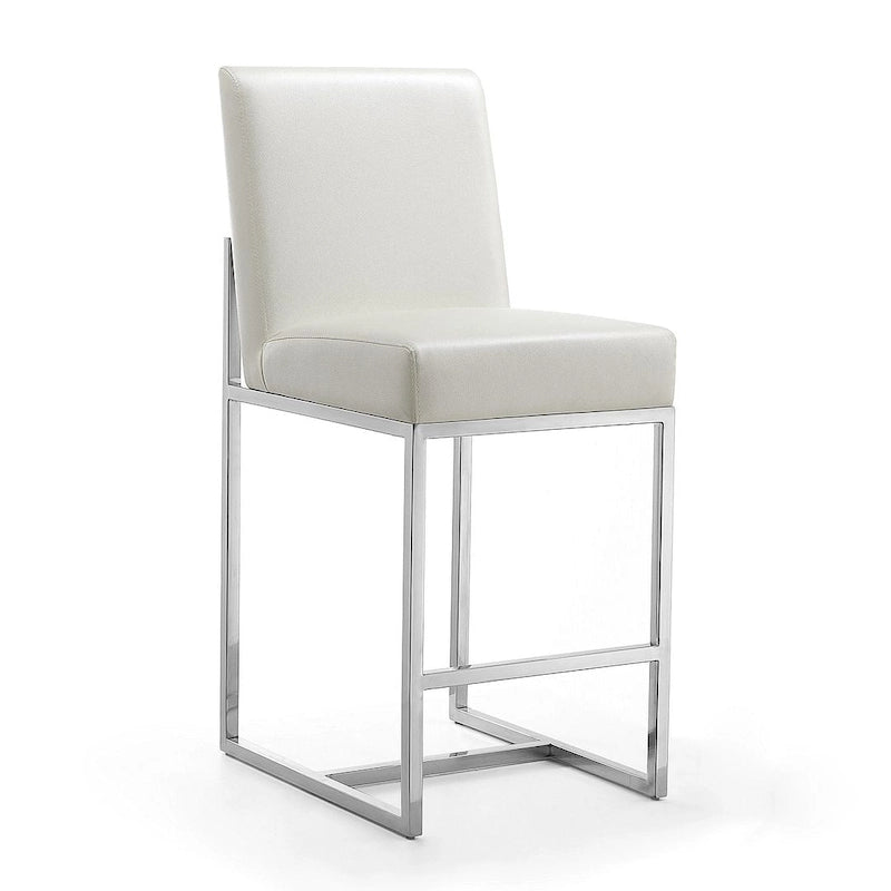 Manhattan Comfort Element 37.2 in. Chrome Stainless Steel Counter Height Bar Stool
