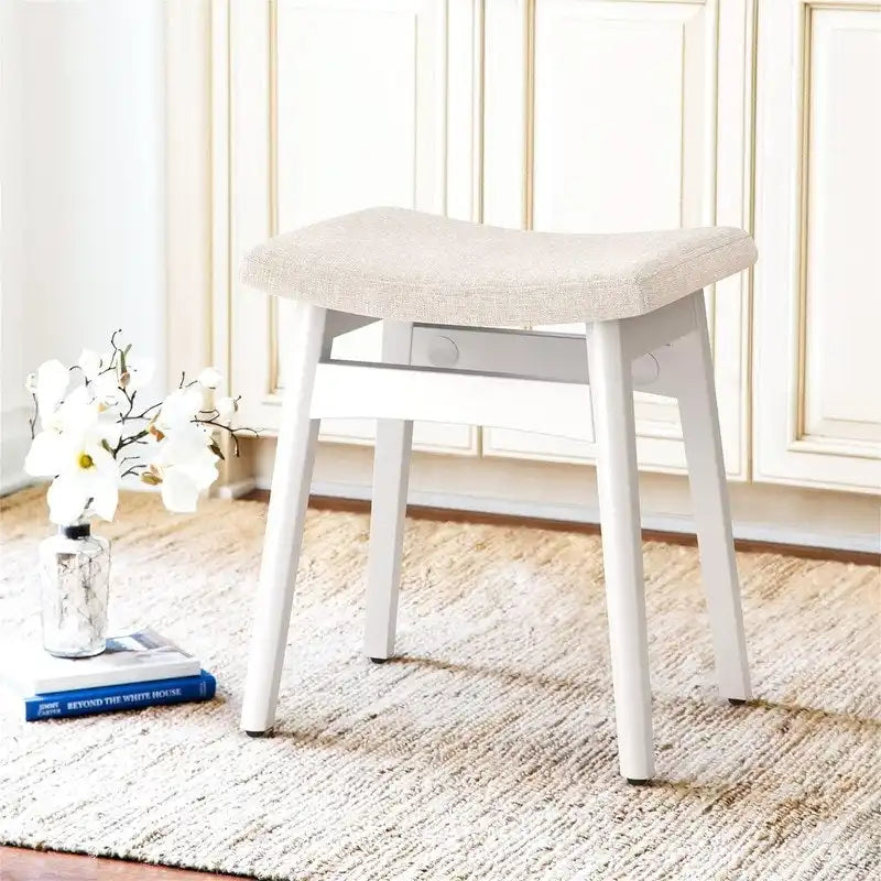 Saddle Cushion VanityStool - 17.83D x 12.4W x 16.53H