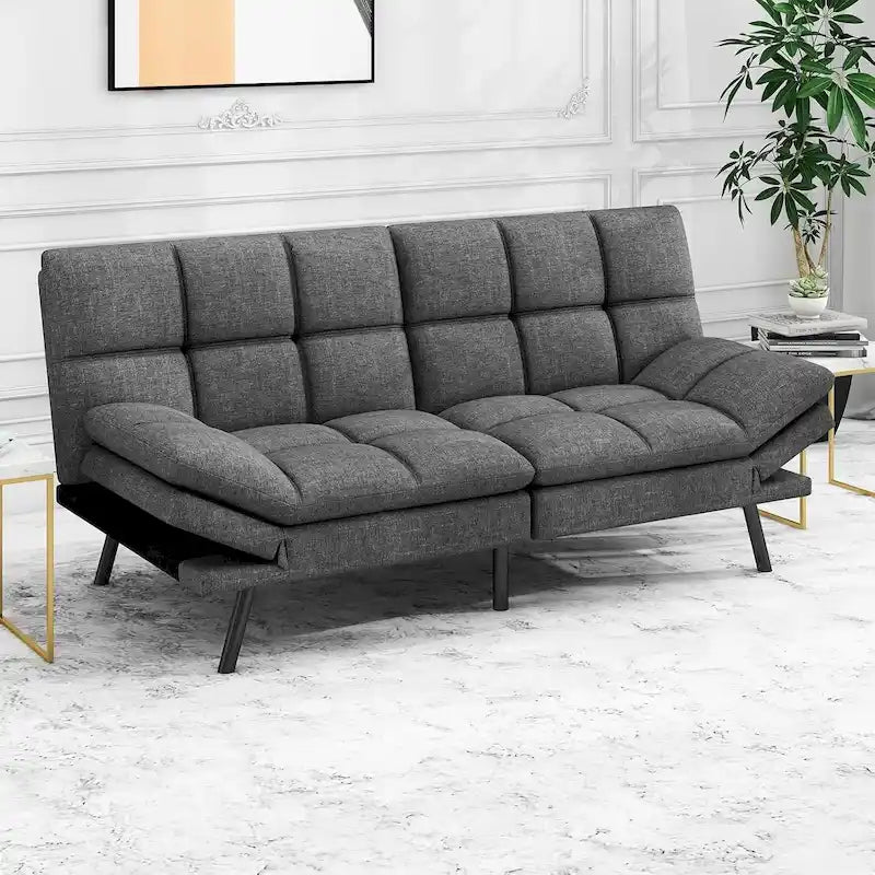 Modern Memory Foam Futon with Adjustable Armrests