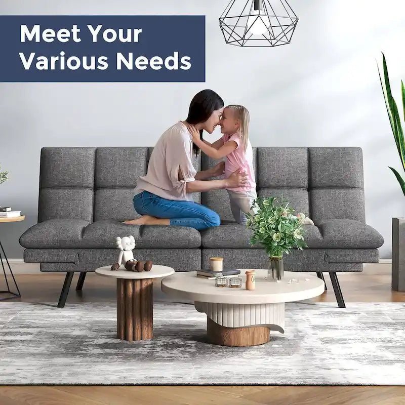 Modern Memory Foam Futon with Adjustable Armrests