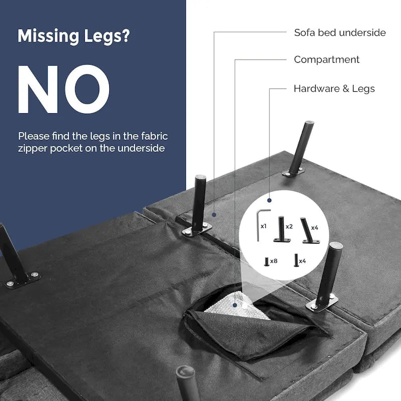 Modern Memory Foam Futon with Adjustable Armrests