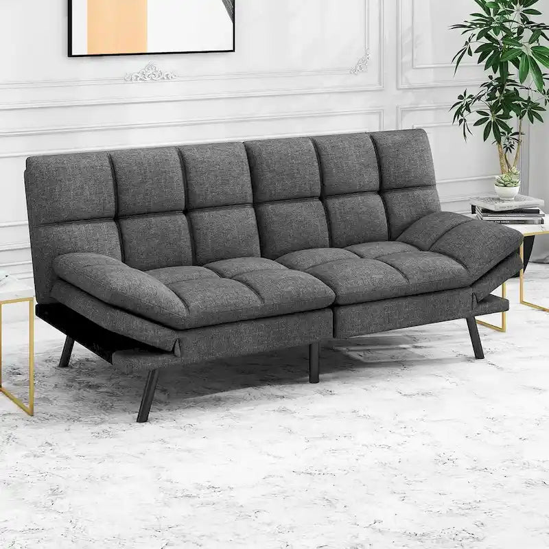 Modern Memory Foam Futon with Adjustable Armrests