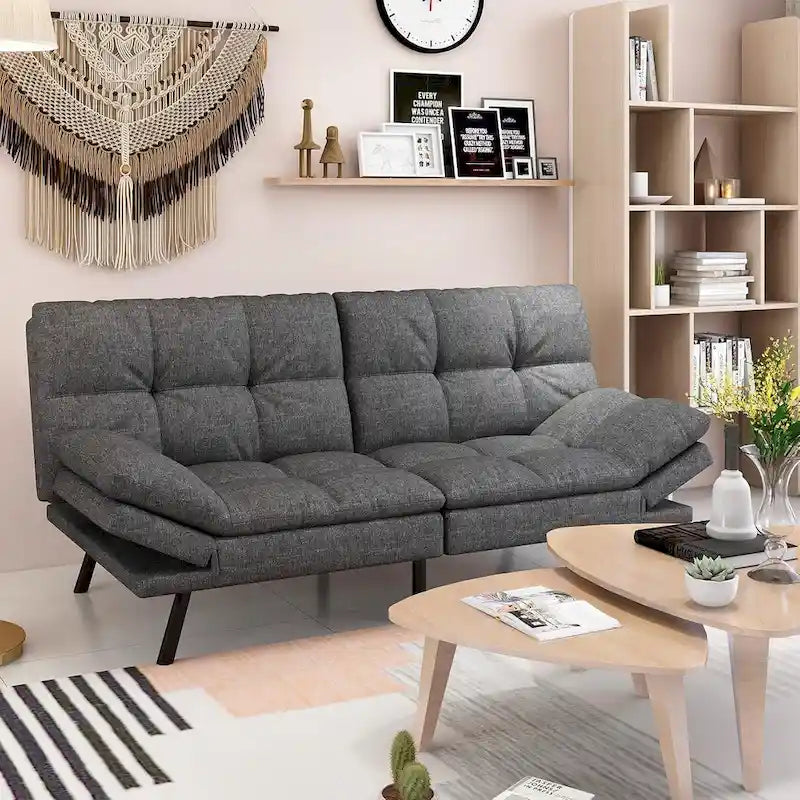 Modern Memory Foam Futon with Adjustable Armrests