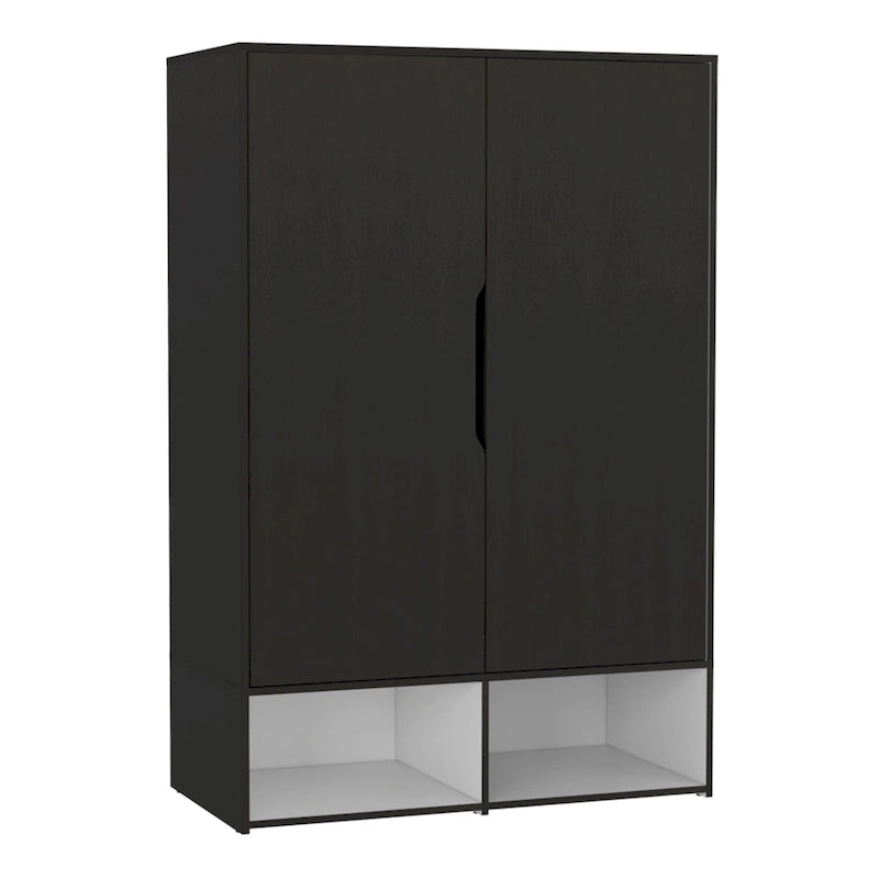 Rosie Armoire with Two Doors , Open Shelves, Concealed Five Shelves and Hanging Rod - N/A