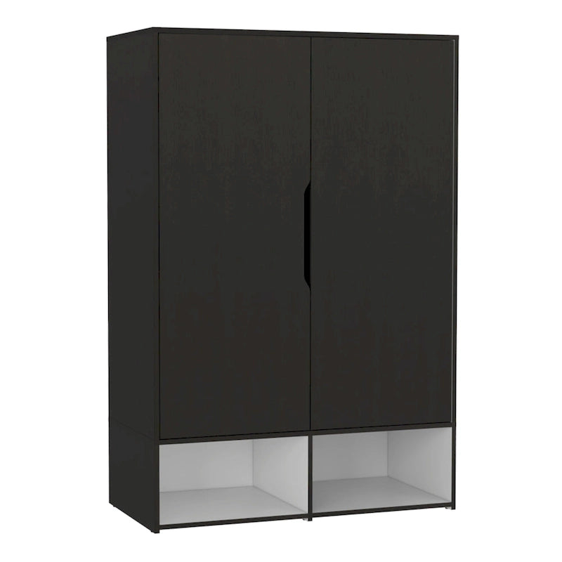 Rosie Armoire with Two Doors , Open Shelves, Concealed Five Shelves and Hanging Rod - N/A