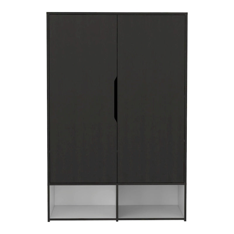 Rosie Armoire with Two Doors , Open Shelves, Concealed Five Shelves and Hanging Rod - N/A