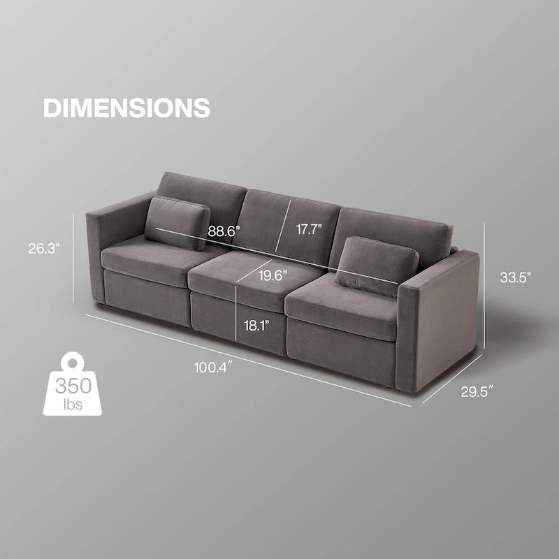 Modern Cotton Linen L-Shape Sectional Sofa, Oversized Upholstery Sectional Sofa, Chaise Couch with Storage Ottomans for Living R