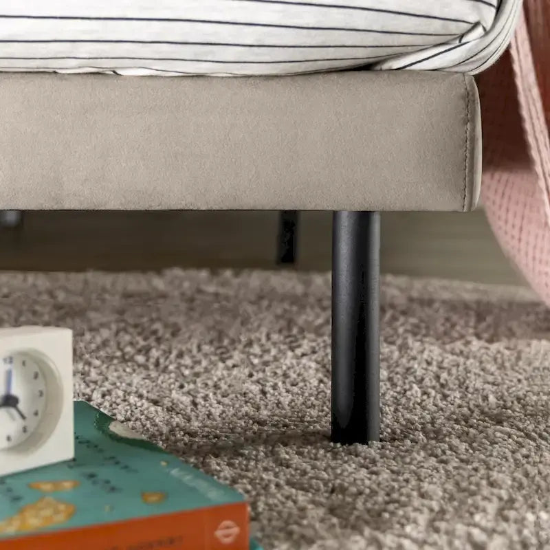 Priage by ZINUS Latte Velvet Upholstered Platform Bed Frame with Split Headboard