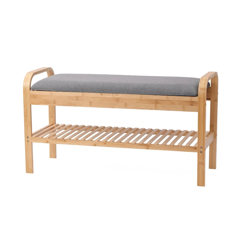 Proman Products Cambridge Bamboo Shoe Bench, Natural, 35.5 W x 13 D x 20 H