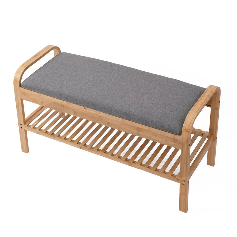 Proman Products Cambridge Bamboo Shoe Bench, Natural, 35.5 W x 13 D x 20 H