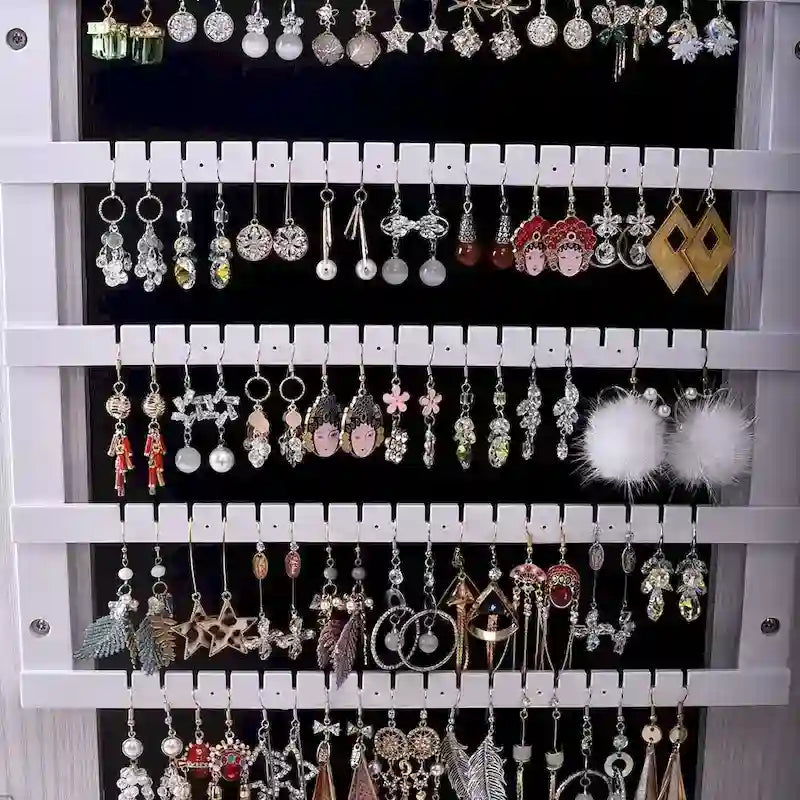 The Whole Surface PVC Film Wall Hanging Door With Lock Jewelry Cabinet Fitting Mirror Cabinet White