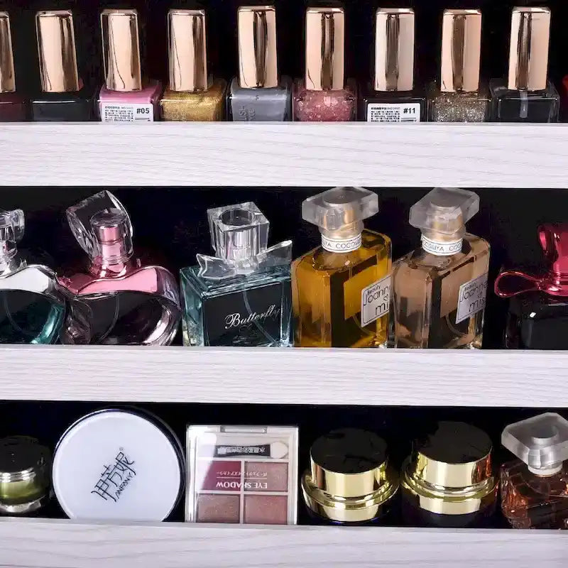 The Whole Surface PVC Film Wall Hanging Door With Lock Jewelry Cabinet Fitting Mirror Cabinet White