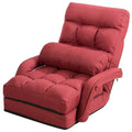 Folding Lazy Floor Chair Sofa with Armrests and Pillow-Red - 22 x 26 x 29 (L x W x H)