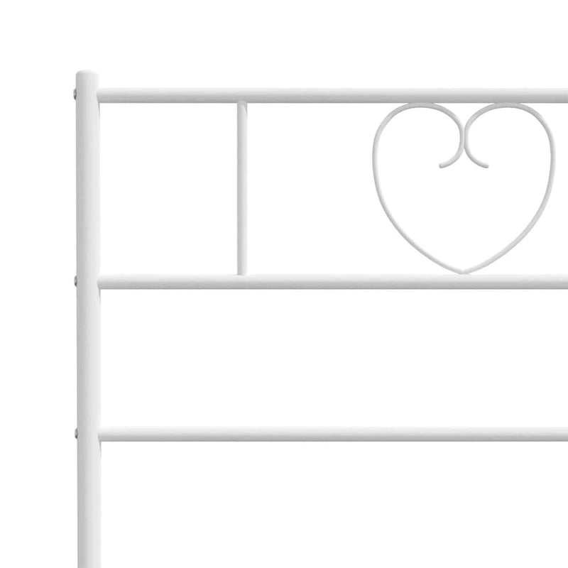 vidaXL Full Metal Bed Frame with Headboard, White, No Mattress - 77.2 x 55.9 x 35.4