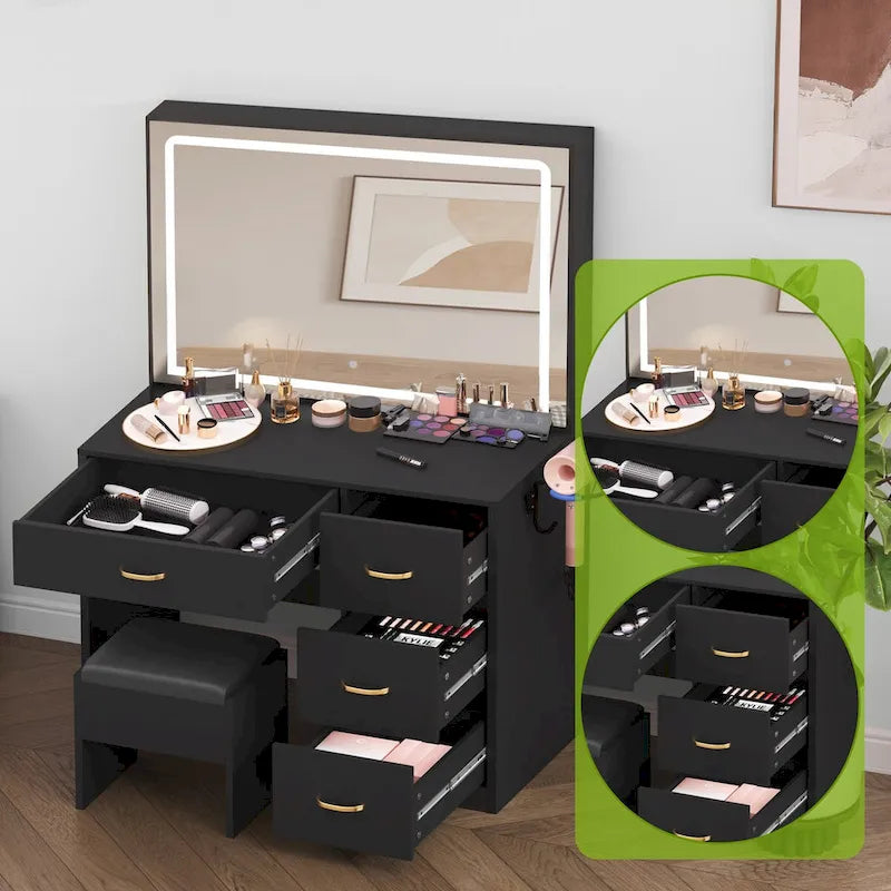 Moasis 35.4 Vanity Built-In Outlets with Lighted Mirror - 53.5 H X 35.4 W X 15.7 D