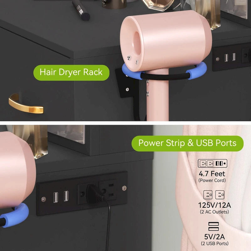 Moasis 35.4 Vanity Built-In Outlets with Lighted Mirror - 53.5 H X 35.4 W X 15.7 D