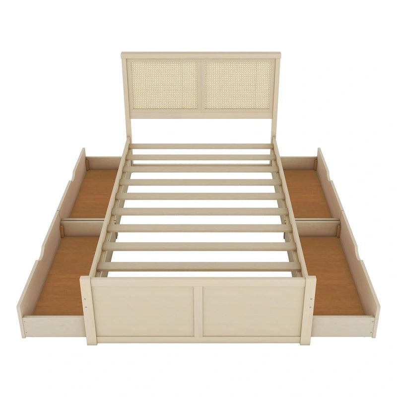 Full Size Wood Storage Platform Bed
