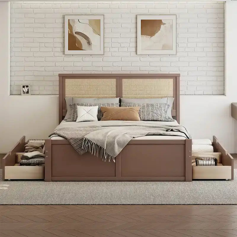 Full Size Wood Storage Platform Bed