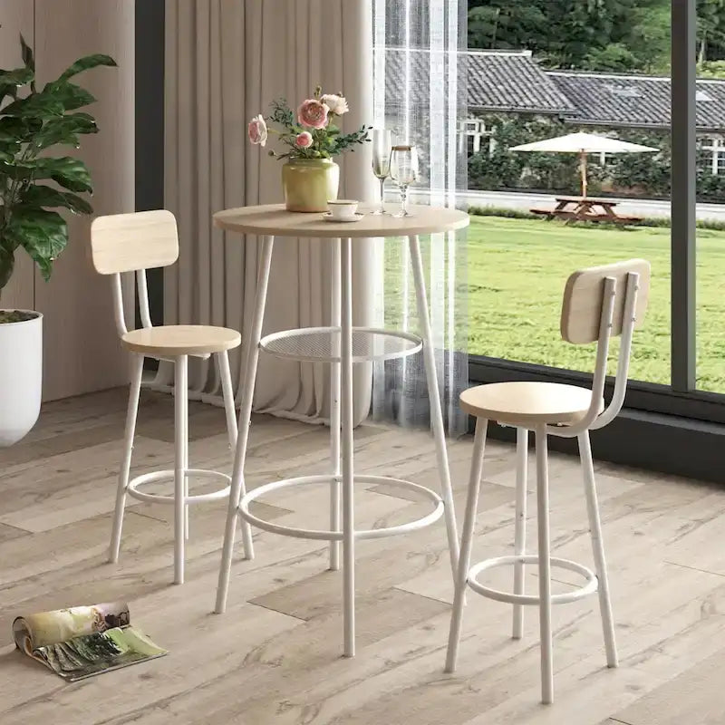 CUSchoice Stylish Bar Table Set With 2 Stools and Partition Included - 24*24*35.5(inch)