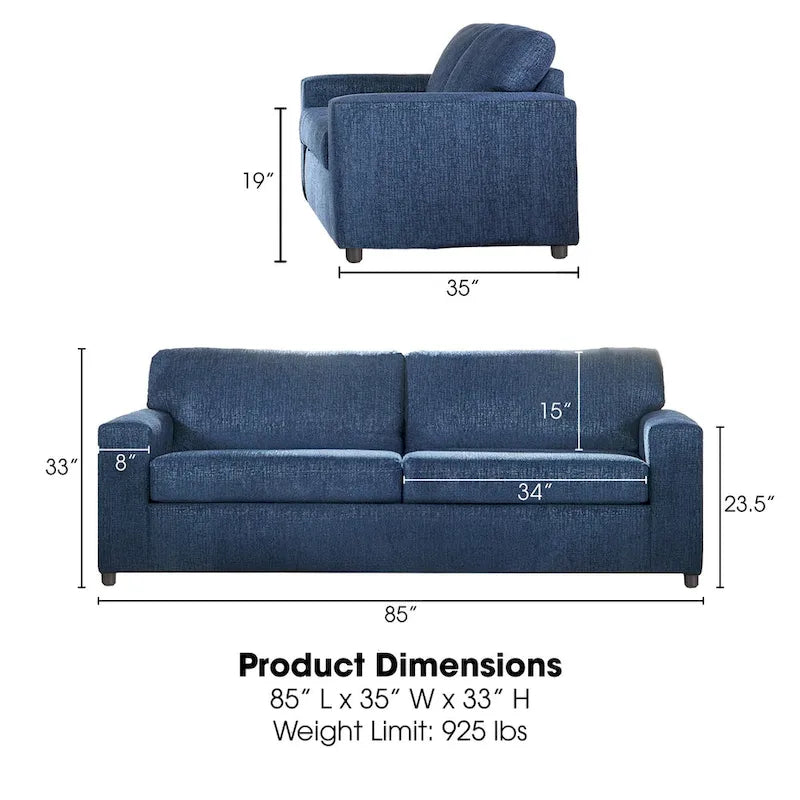 New Classic Furniture Leo Cushion Back Sofa, Made in USA