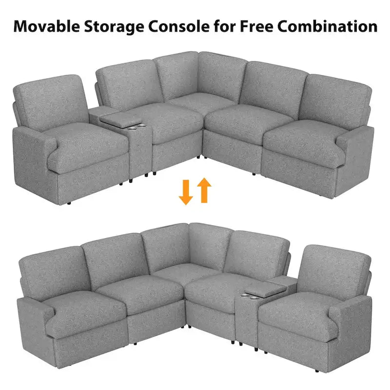 104 Power Recliner Corner Sofa Home Theater Reclining Sofa Sectional Couches with Storage Box, Cup Holders, USB Ports
