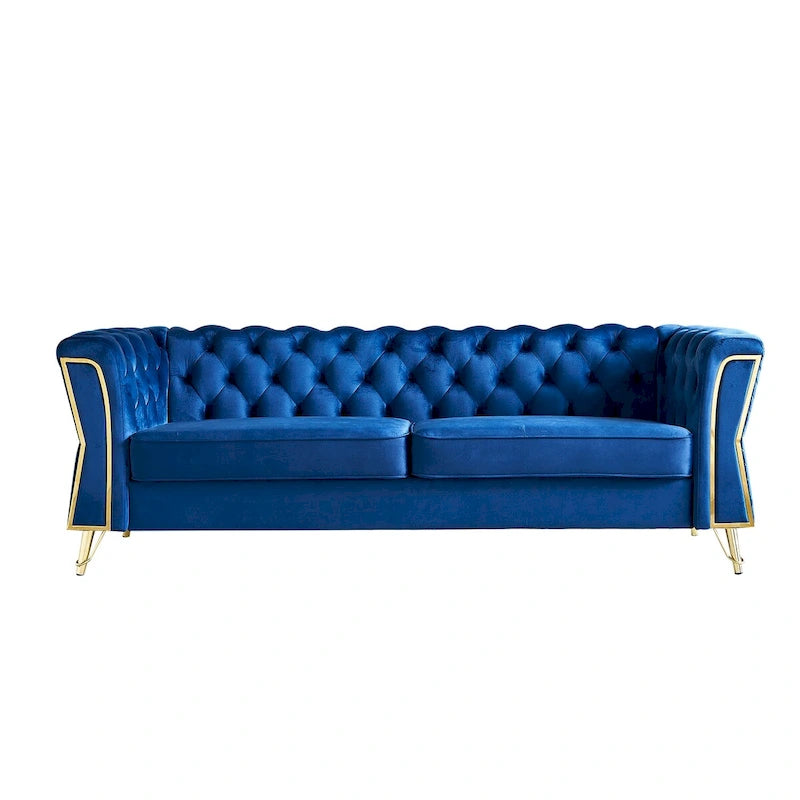 Modern Tufted Velvet Sofa 87.4 inch for Living Room