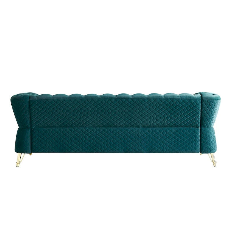 Modern Tufted Velvet Sofa 87.4 inch for Living Room