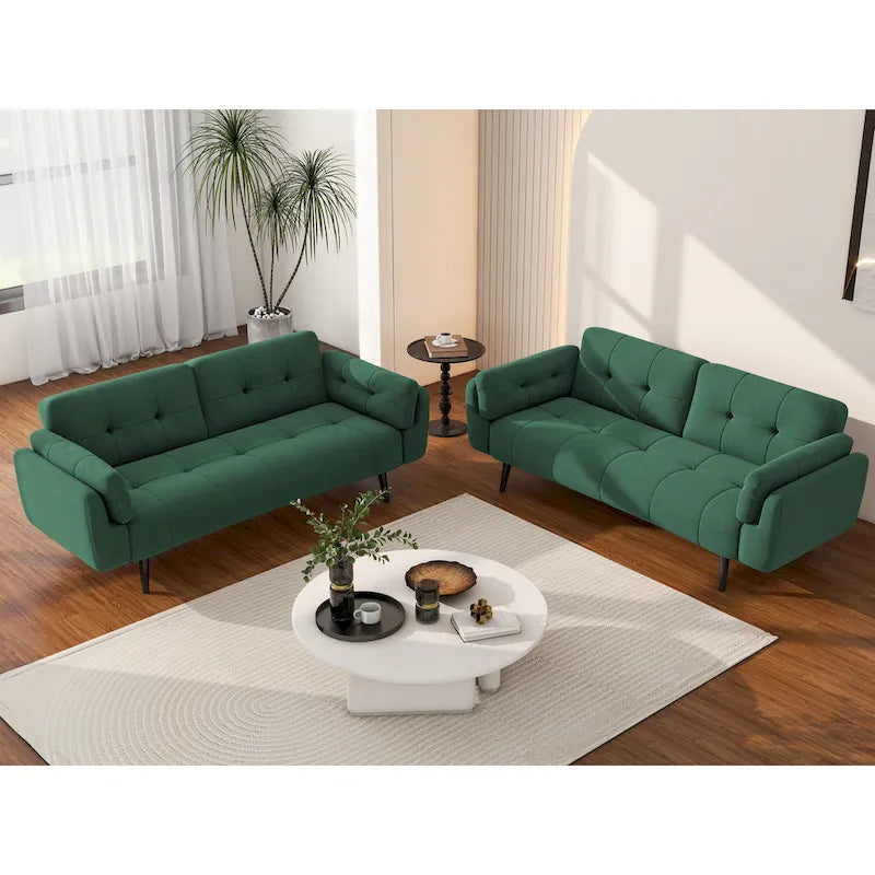 2Set Futon Convertible Sofa Bed Adjustable Reclining Sleeper