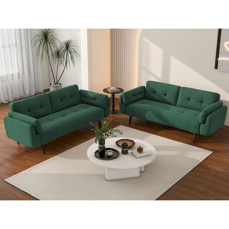 2Set Futon Convertible Sofa Bed Adjustable Reclining Sleeper