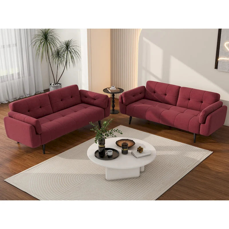 2Set Futon Convertible Sofa Bed Adjustable Reclining Sleeper