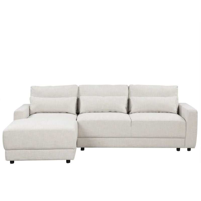 L-shaped Modular Sectional Sofa with Removable Back Cushions and 3 Pillows
