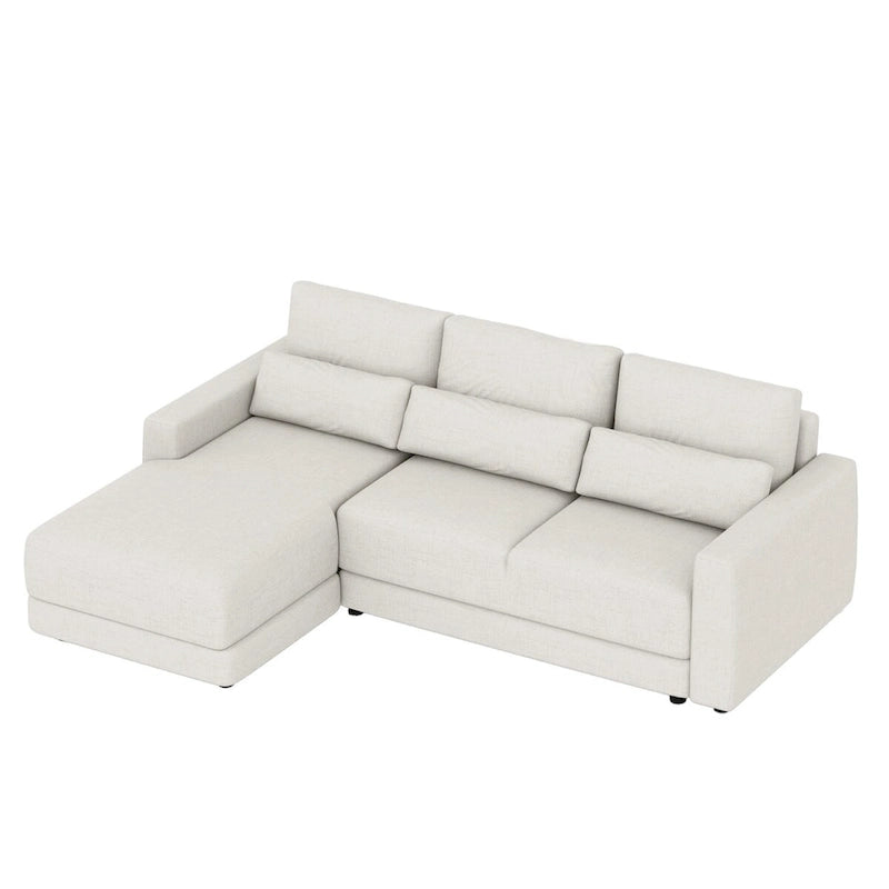 L-shaped Modular Sectional Sofa with Removable Back Cushions and 3 Pillows