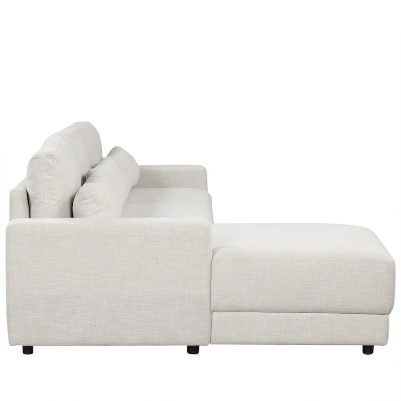 L-shaped Modular Sectional Sofa with Removable Back Cushions and 3 Pillows