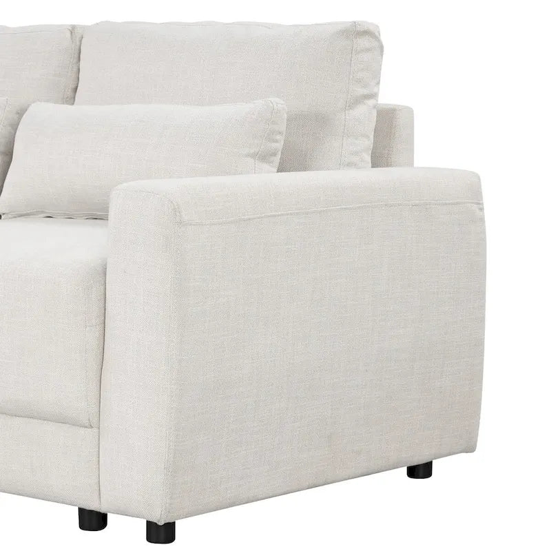 L-shaped Modular Sectional Sofa with Removable Back Cushions and 3 Pillows