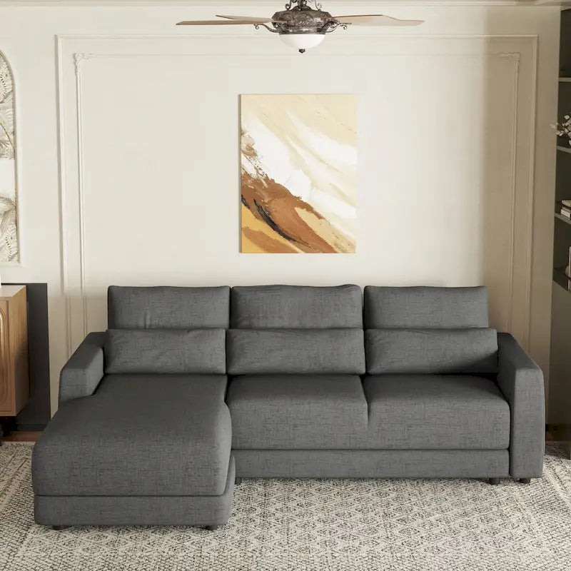 L-shaped Modular Sectional Sofa with Removable Back Cushions and 3 Pillows