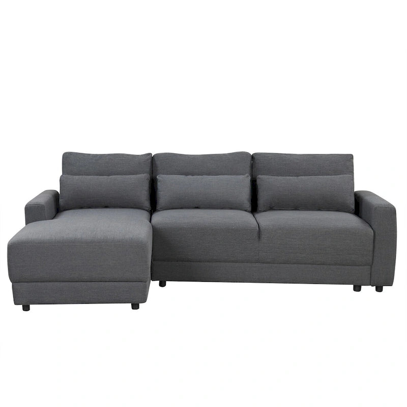 L-shaped Modular Sectional Sofa with Removable Back Cushions and 3 Pillows
