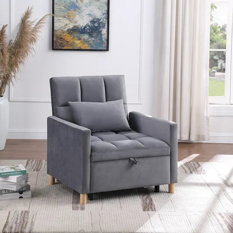 Convertible Sleeper Sofa Chair Bed, Adjustable Chair with Pillow, Multi-Functional Sleeper Chair