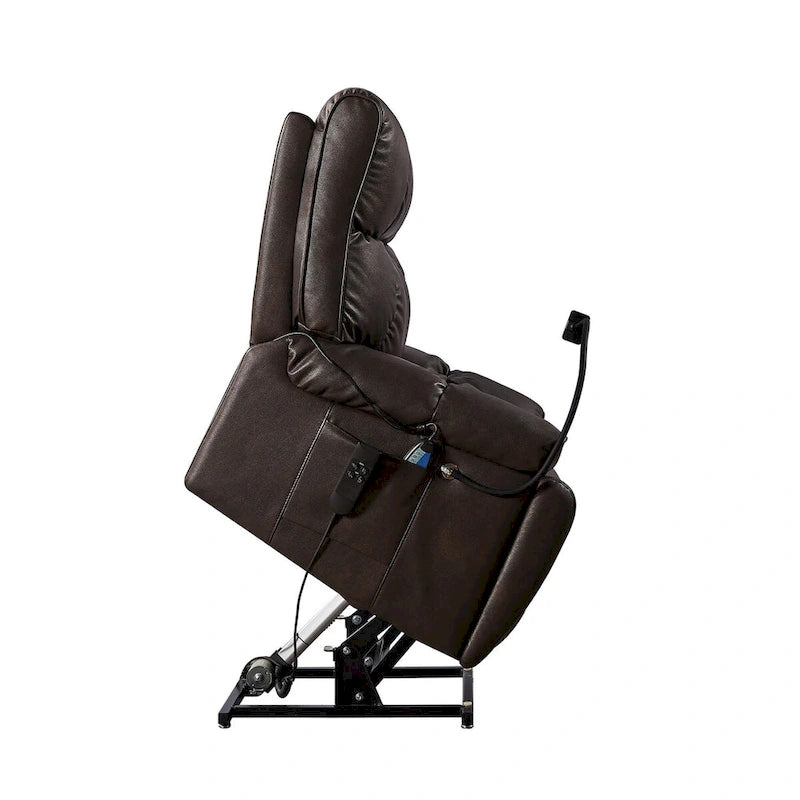 Recliner Chair with Phone Holder,Electric Power Lift with 2 Motors Massage and Heat for Elderly,2 Side Pockets,Cup Holders