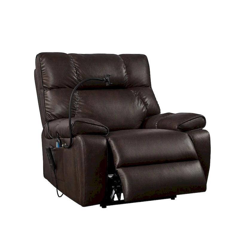 Recliner Chair with Phone Holder,Electric Power Lift with 2 Motors Massage and Heat for Elderly,2 Side Pockets,Cup Holders