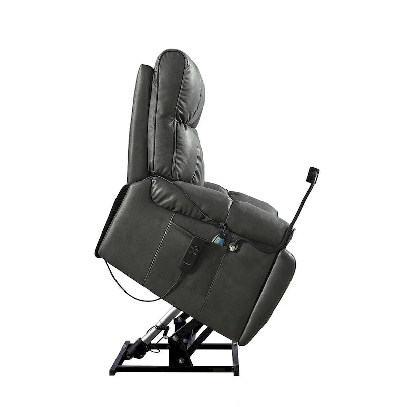 Recliner Chair with Phone Holder,Electric Power Lift with 2 Motors Massage and Heat for Elderly,2 Side Pockets,Cup Holders