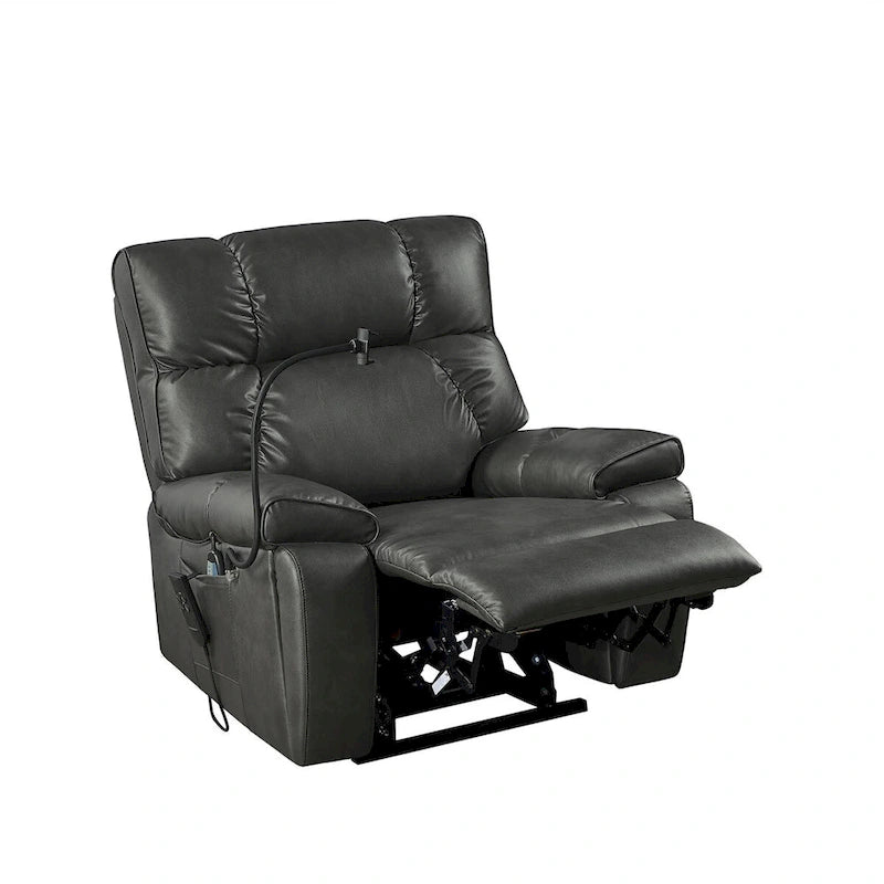 Recliner Chair with Phone Holder,Electric Power Lift with 2 Motors Massage and Heat for Elderly,2 Side Pockets,Cup Holders