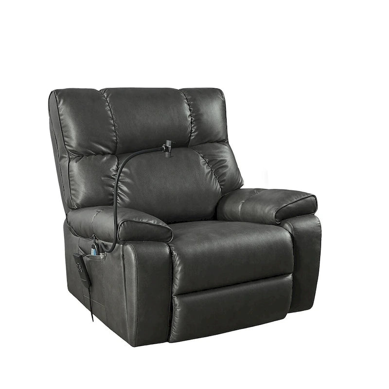 Recliner Chair with Phone Holder,Electric Power Lift with 2 Motors Massage and Heat for Elderly,2 Side Pockets,Cup Holders