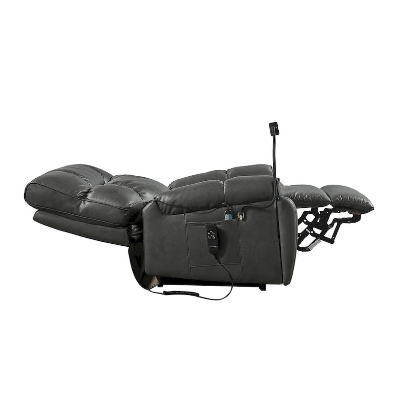 Recliner Chair with Phone Holder,Electric Power Lift with 2 Motors Massage and Heat for Elderly,2 Side Pockets,Cup Holders
