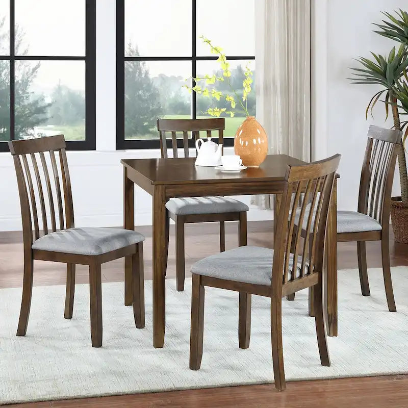 Wooden Dining Rectangular Table set for 4,Kitchen Dining Table for Small Space,Walnut
