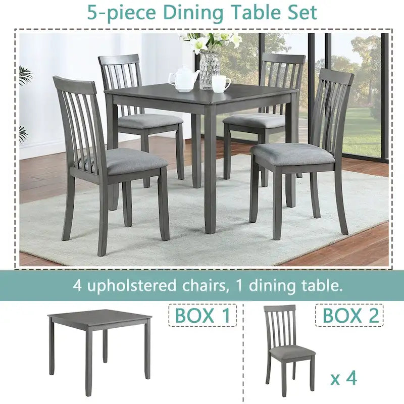 Wooden Dining Rectangular Table set for 4,Kitchen Dining Table for Small Space,Walnut