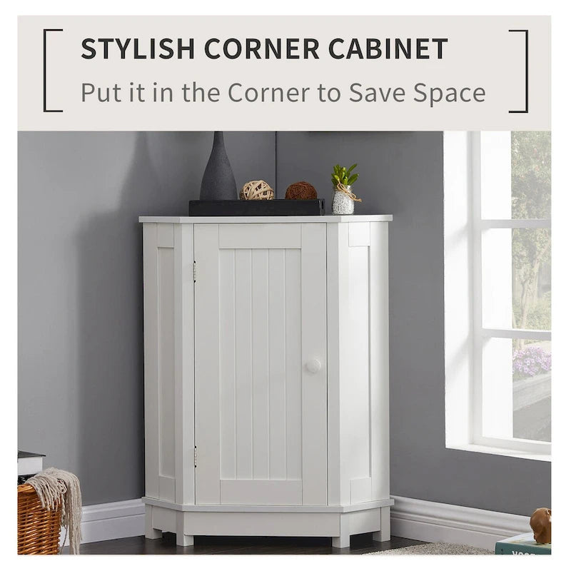 Bathroom Cabinet Triangle Corner Storage Cabinet with Shelf Modern Style - 17.5 L x 17.5 W x 31.4 H