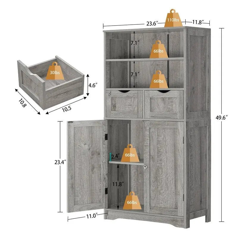 Tall Storage Cabinet - 11.8D x 23.6W x 49.6H